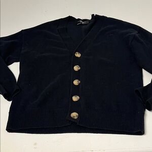 Forever 21 Men Small Black Long Sleeve Chunky Button Up Cardigan Sweater